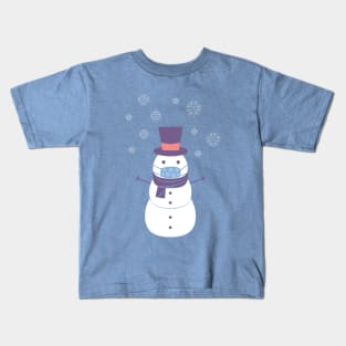 Snowman with a medical protective mask Kids T-Shirt